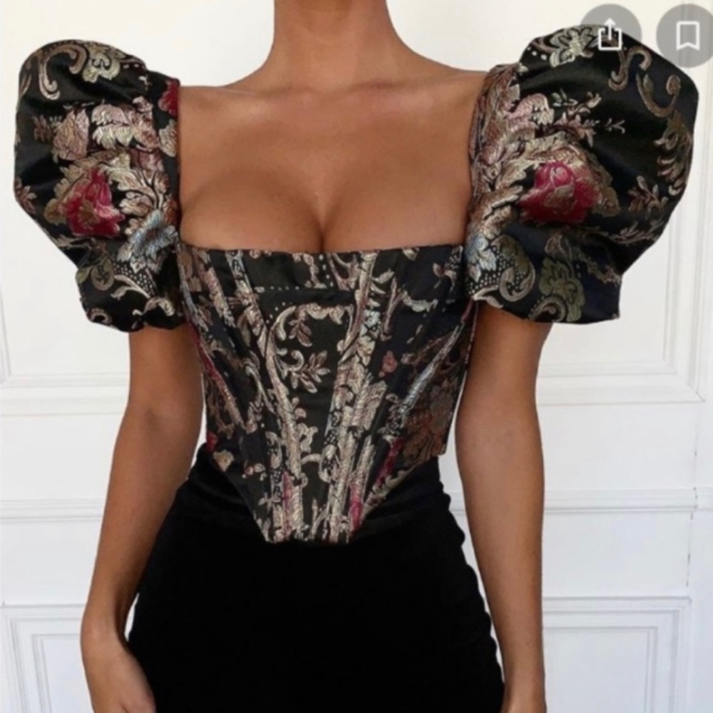 House of CB Jacquard Puff Sleeve Corset